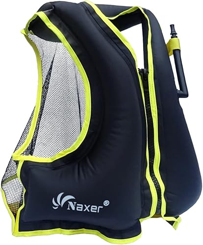 NAXER Chaquetas inflables de flotabilidad, chalecos de esnórquel para adultos, kayak, kayak, esnórquel, traje de esnórquel de 90 a 200 libras, fácil