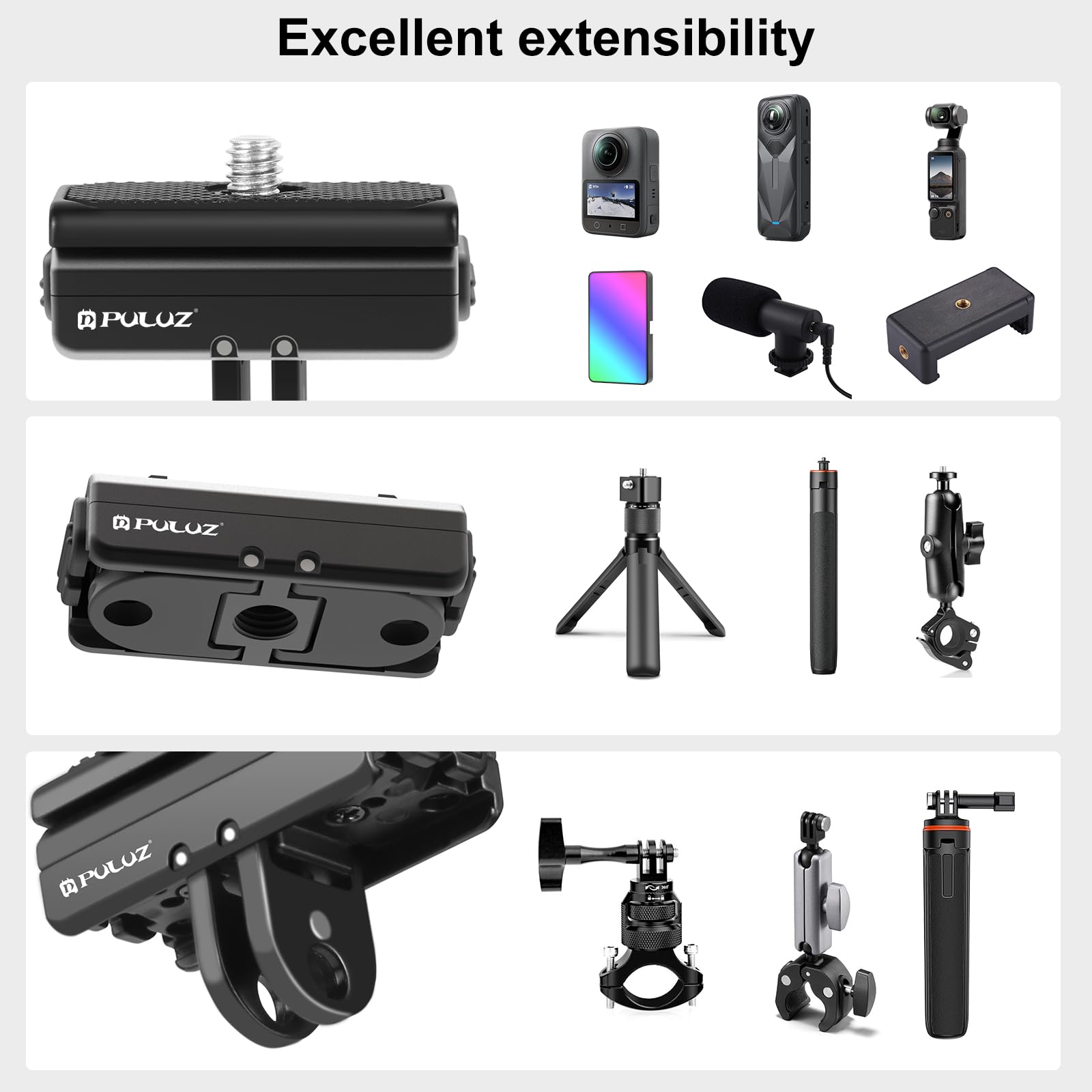 Supporto magnetico a sgancio rapido PULUZ per Insta360 Ace/Ace Pro/X4 (nero