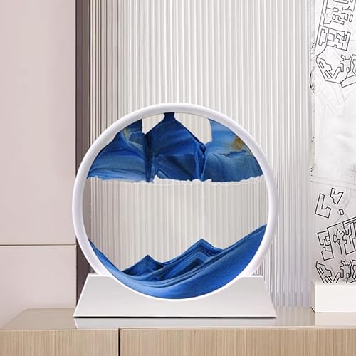 Miniatura 22 de Arthink Imagen artística de arena en movimiento redonda de vidrio 3D de paisaje de mar profundo, paisajes de arena dinámicos, decoración de mesa