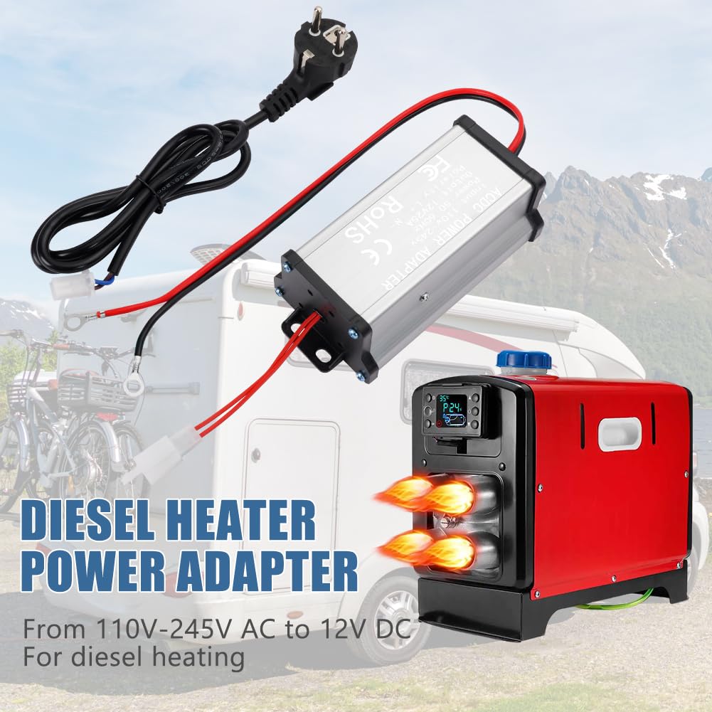 Adaptateur d'alimentation 230 V à 12 V Transformateur, Transformateur pour Chauffage Diesel 5kW/8kW, Convertisseur de Tension, Transfo AC à DC 200W pour Caravane, Camping-Car, Garage