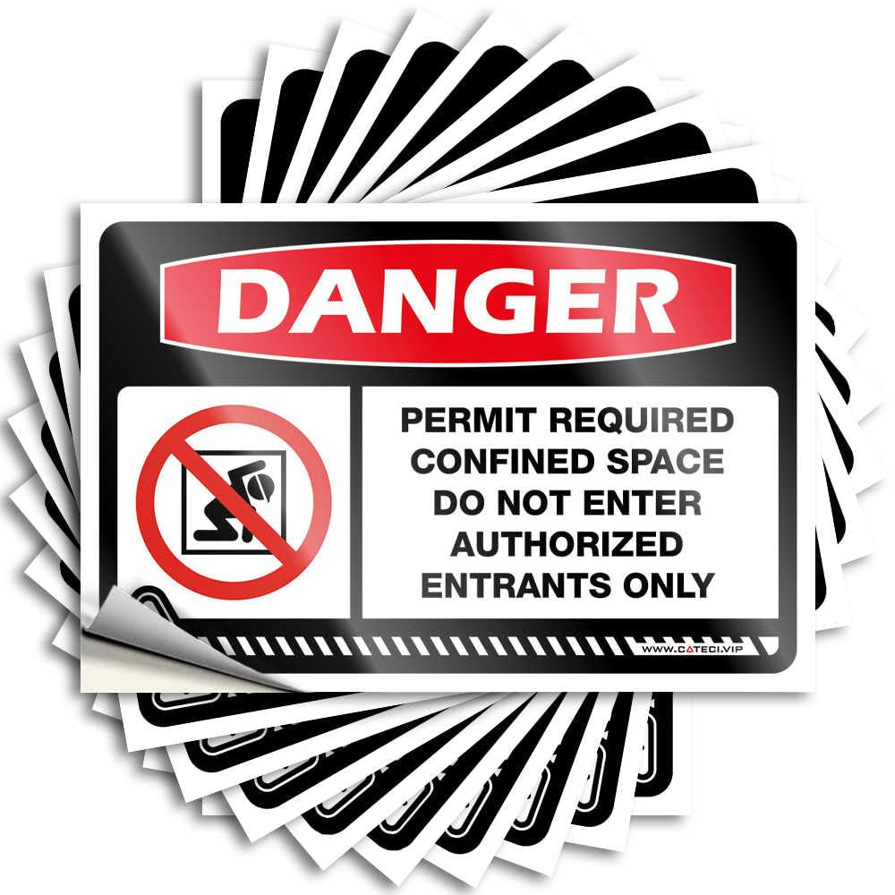 Danger Permit Required Confined Space Do Not Enter Authorized Entrants Funny Sticker Indie Room Decor | Smiley Face Bottle Removable Decal Pack(6X9CM)
