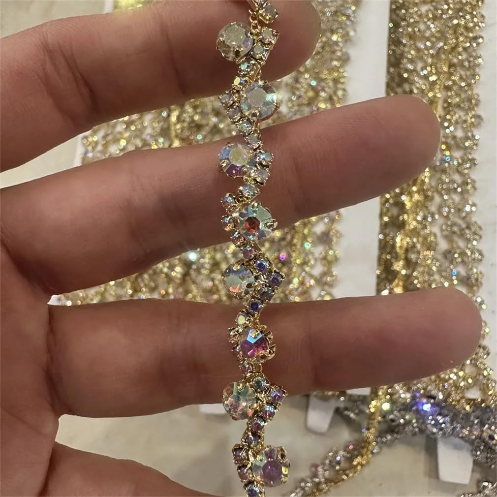 4.5Yards Pearls Crystal Rhinestone Beaded Trim Applique Sew On Bridal Trim Wedding Dress DIY Appliques