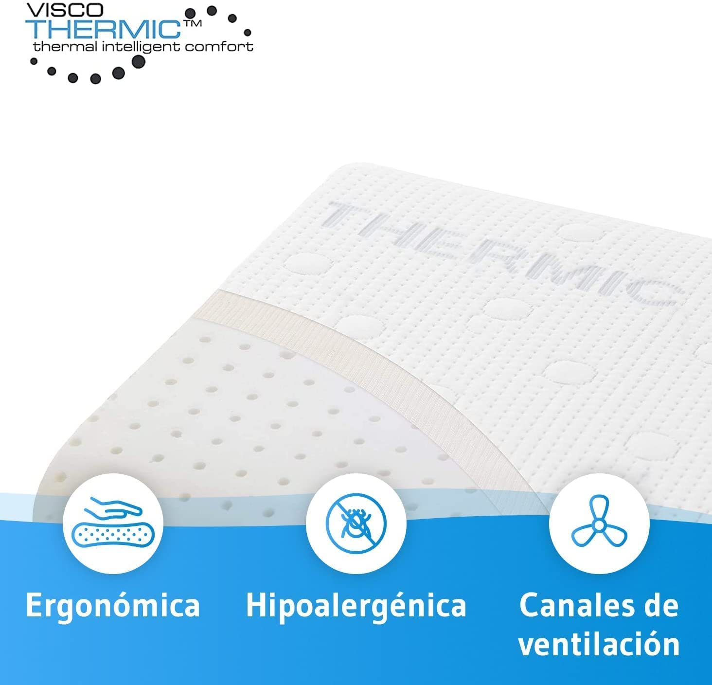 Third of Life Almohada Baja HADAR Low | Almohada Cervical ortopédica y ergonómica | Almohad de Espuma viscoelástica para Dormir Boca Abajo | Funda con termorregulación | para Fundas de 80x40cm