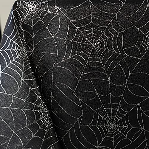 image for Benson Mills Halloween Twinkle Spider Web Metallic Fabric Table Cloth,
