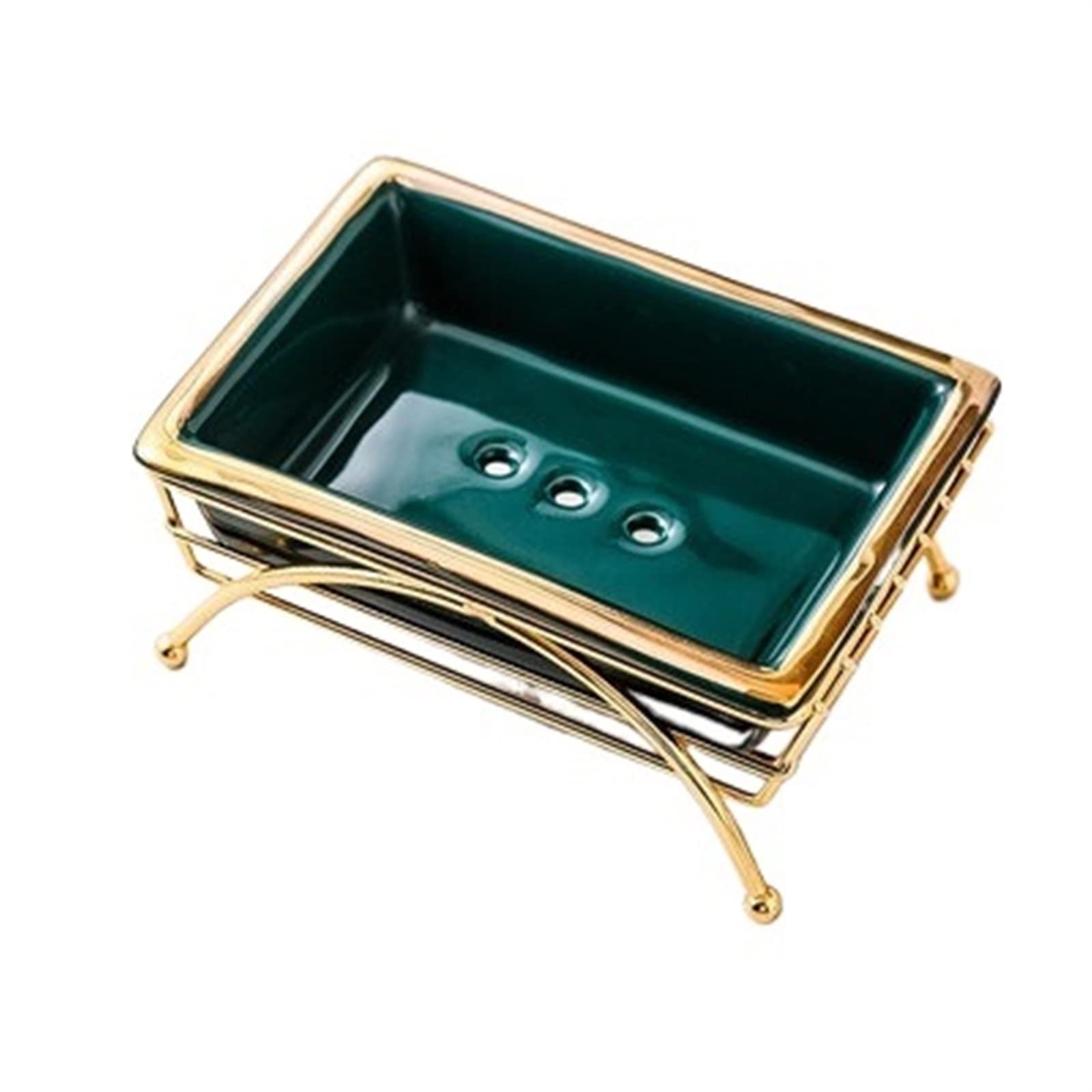 JINGYAN Soap Dishes Ceramic drain soap dish toilet countertop rack(Green)