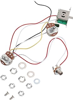 Guitar Wiring Harness Kit Electric Guitar Metallic Prewired 500K 3 Way Push Pull Switch Wiring Harness Kit for Electric Guitar