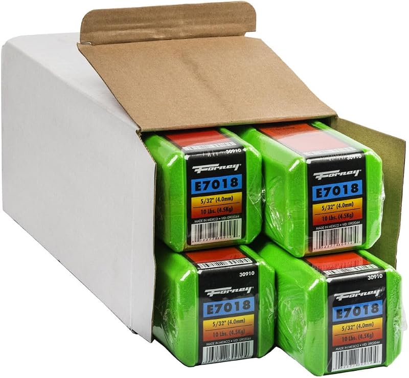 Forney 2610160 0,15 pulgadas de diámetro. Electrodo de soldadura con bajo contenido de hidrógeno de acero dulce E7018 para soldadura de reparación y construcción