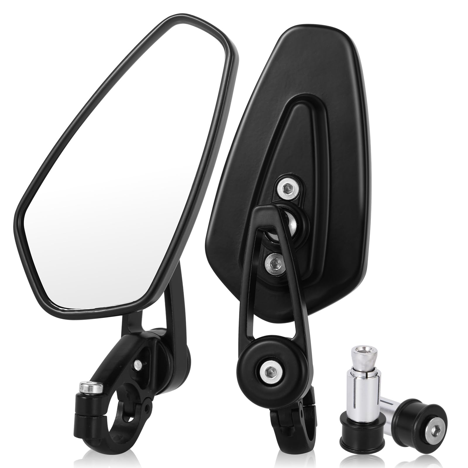 Motorcycle Side Mirror 7/8" 22mm Handlebar End Mirror, High Definition Mirror Explosion Proof with Convex Lens Folding Wing Surface Rearview Mirror