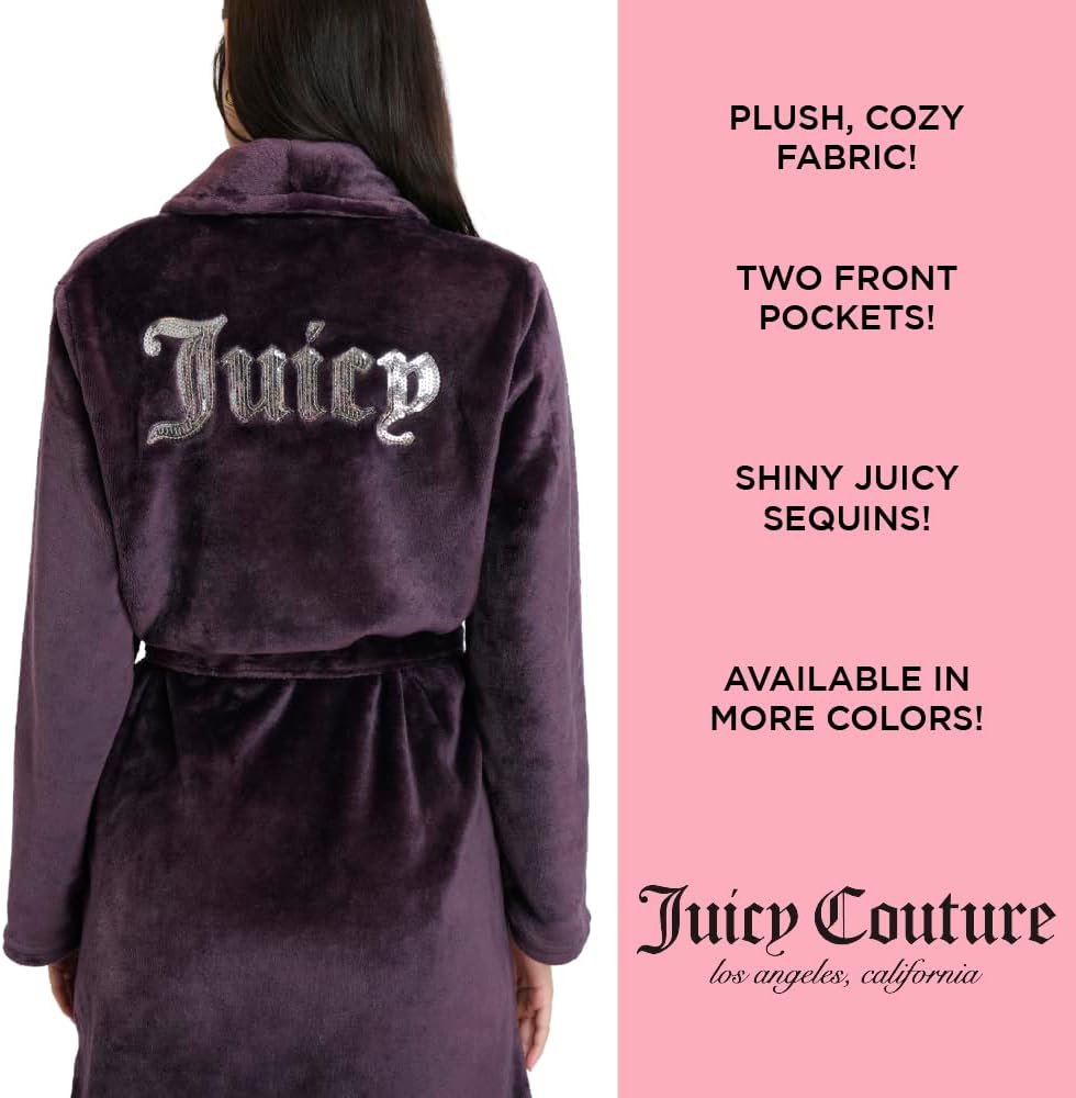 Juicy Couture Women's Super Soft Luxe Plush Shawl Collar Robe
