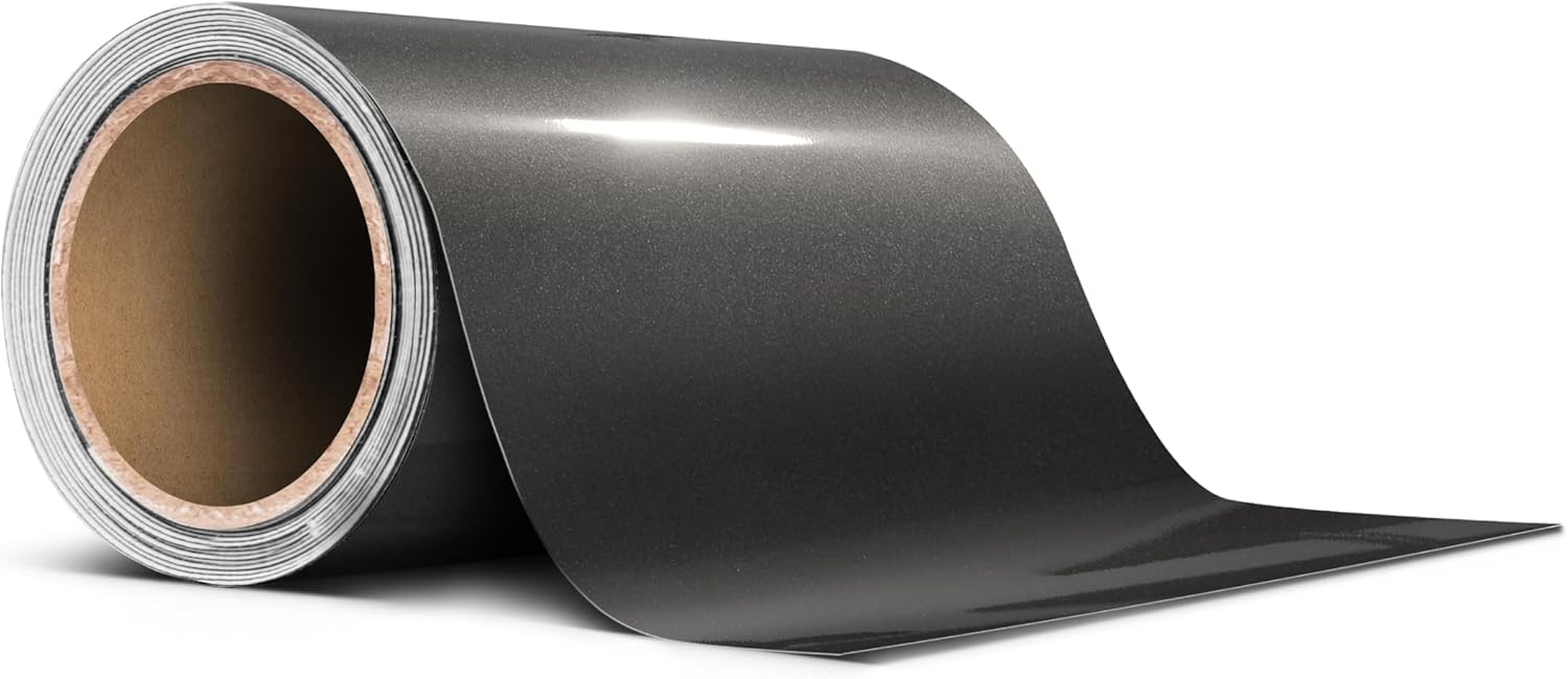 VViViD Ultra Gloss Metallic Charcoal Grey Air-Release Adhesive Vinyl Pinstripe Tape Roll (6 Inch x 20ft)