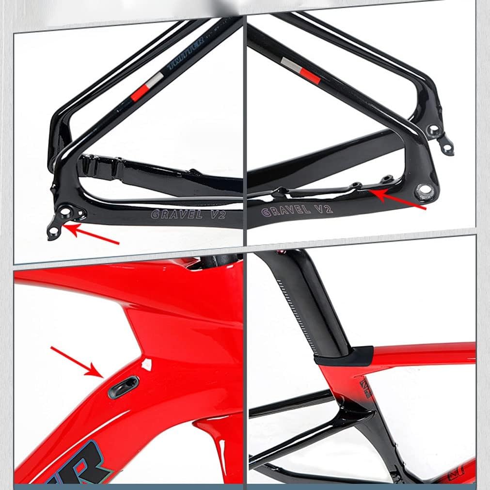 Carbon Road Bike Frameset 45/48/51/54cm Disc Brake Racing Frame Thru Axle Lightweight Climbing Cross-Country Frame(Light Gray,45CM)