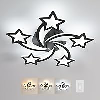 Vista 15 de Goeco Lámpara de techo Kidsroom, 3 modos de luz (3000 K/4500 K/6000 K) acrílico blanco cerca del techo, lámpara de techo de dibujos animados