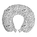 ABAKUHAUS La Musique Oreiller Cervical de Voyage, Chaotic Doodle Musical, Accessoire en Mousse à Mémoire pour Voyage, 30 cm x 30 cm, Gris Anthracite Blanc