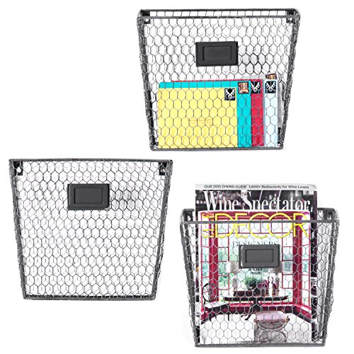 MyGift Set of 3 Rustic Metal Wire Wall-Mounted Magazine Holder Rack/File Organizer