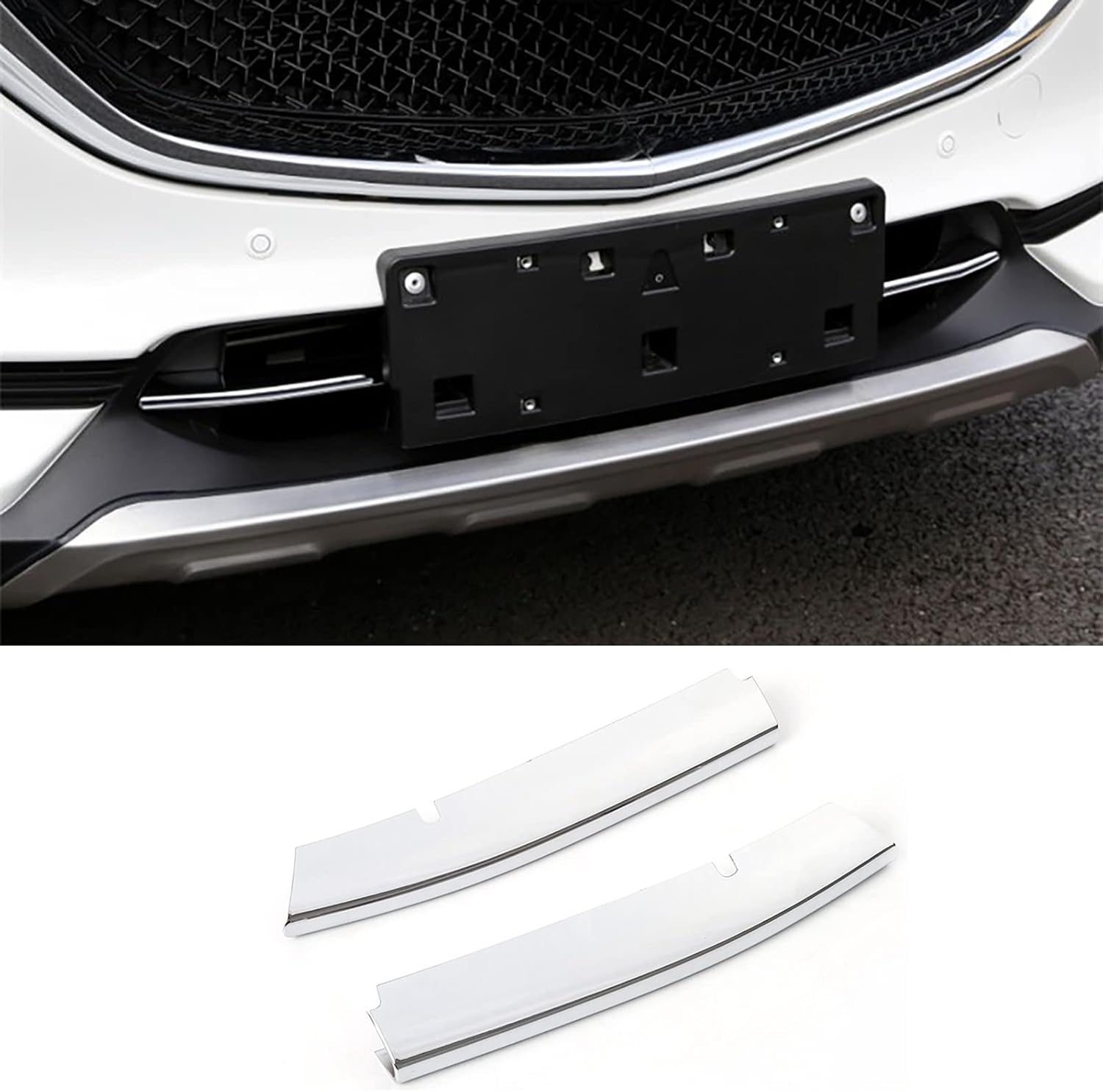 Car Accessories Fit For Mazda CX-5 CX5 2017 2018 2019 2020 2021 Exterior Front Lower Center Grille Grill Cover Trim Molding (Red) ABS 2 PCS