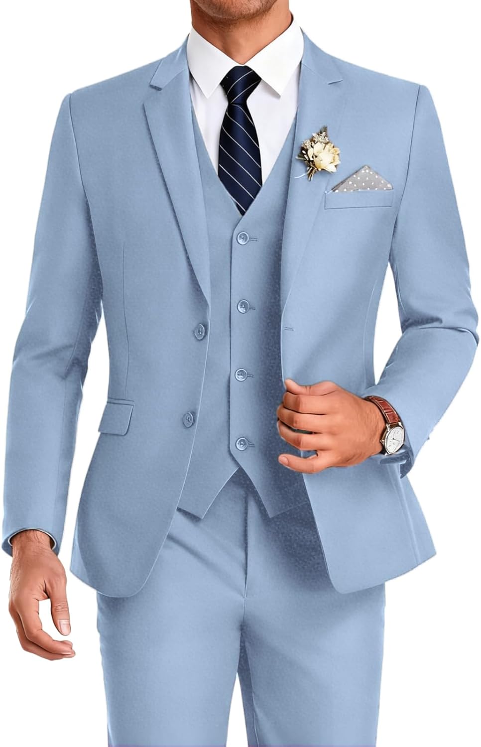 Suits for Men 3 Piece, Mens Slim Fit Tuxedo for Wedding Casual Business Blazer Vest Pants Men Suit Prom Dinner