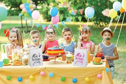 Miniatura 3 de Paquete Flexicore de 7.9 x 4.7 x 9.8in, 100 bolsas de papel kraft blanco, para compras, mecánicos, fiestas, bolsas de regalo, (1, liso)