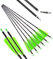 Vista 1 de AMEYXGS 6/12 flechas de carbono de tiro con arco de 34 pulgadas, 400 flechas compuestas de caza con plumas de pavo de 4 pulgadas, flecha de práctica
