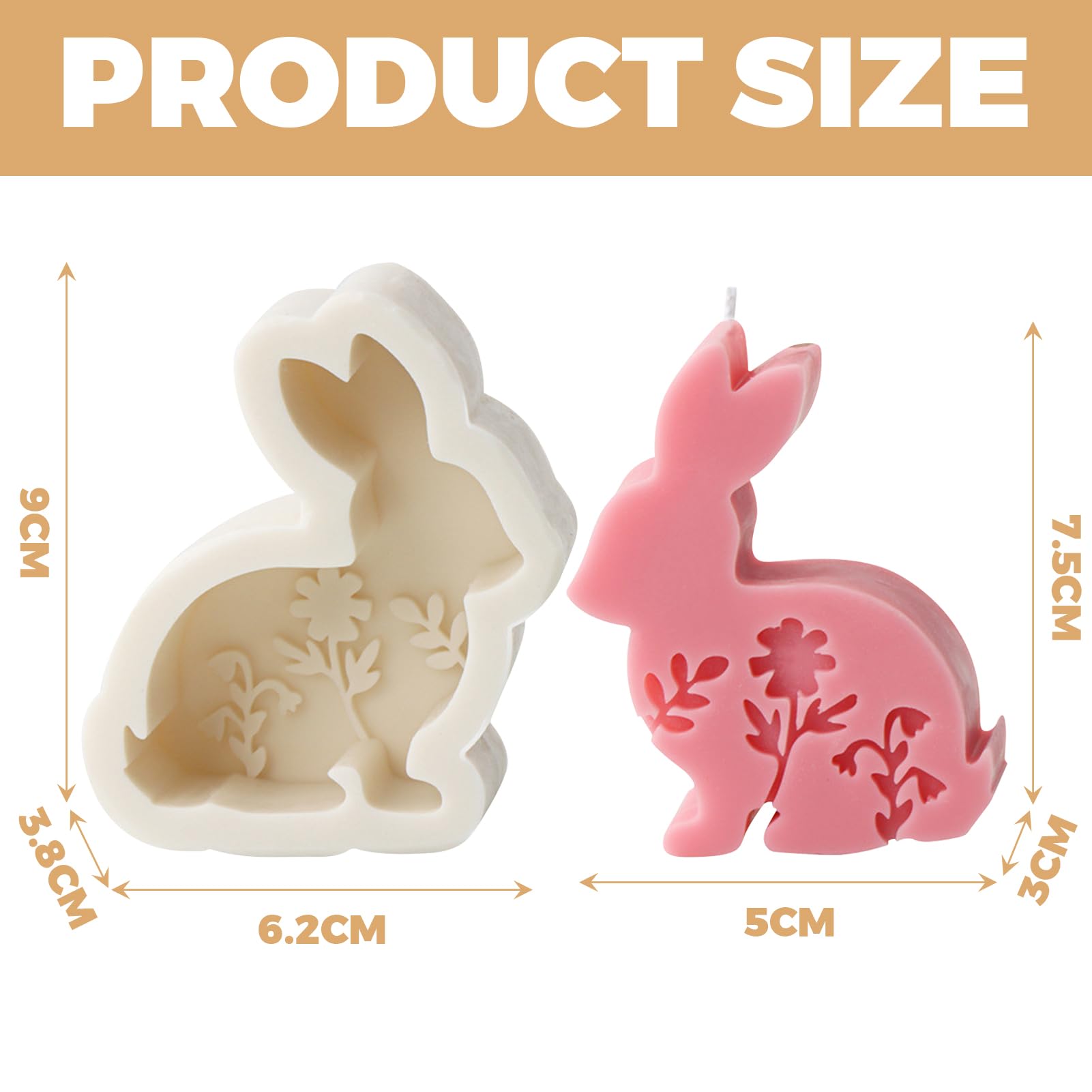 Stampo in silicone per conigli pasquali, per Pasqua, coniglio pasquale, graziosa candela di coniglio 3D, coniglietto pasquale, stampo in silicone per gesso, candele di cera di soia, artigianato (A/1
