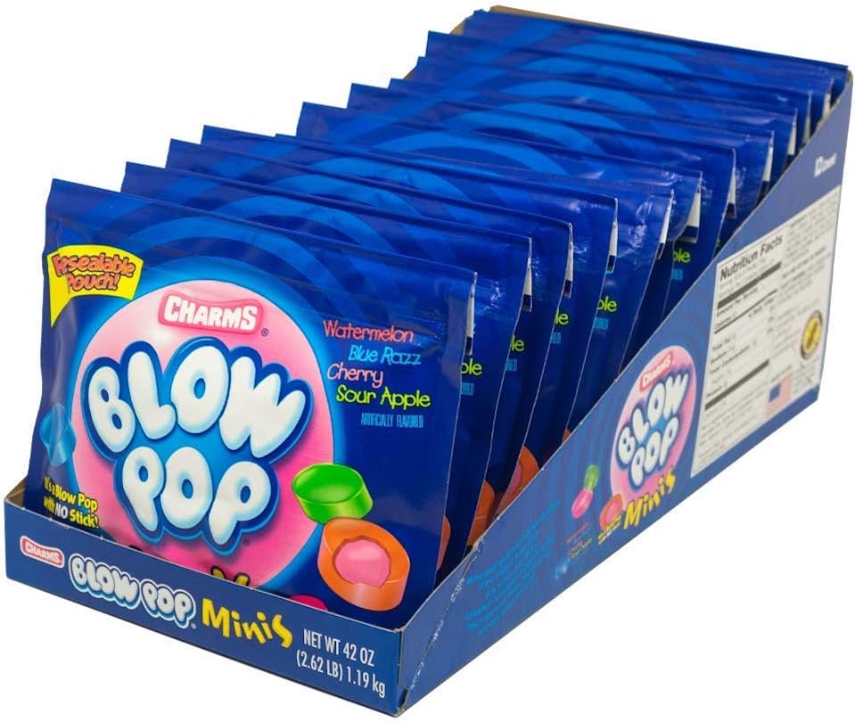 Blow Pop Mini Lollipops - Individually Wrapped Dual Candy and Gum Suckers - Peanut Free, Gluten Free - Bulk Treat for Kids and Adults - 3.5 Ounce Bag (Pack of 12)