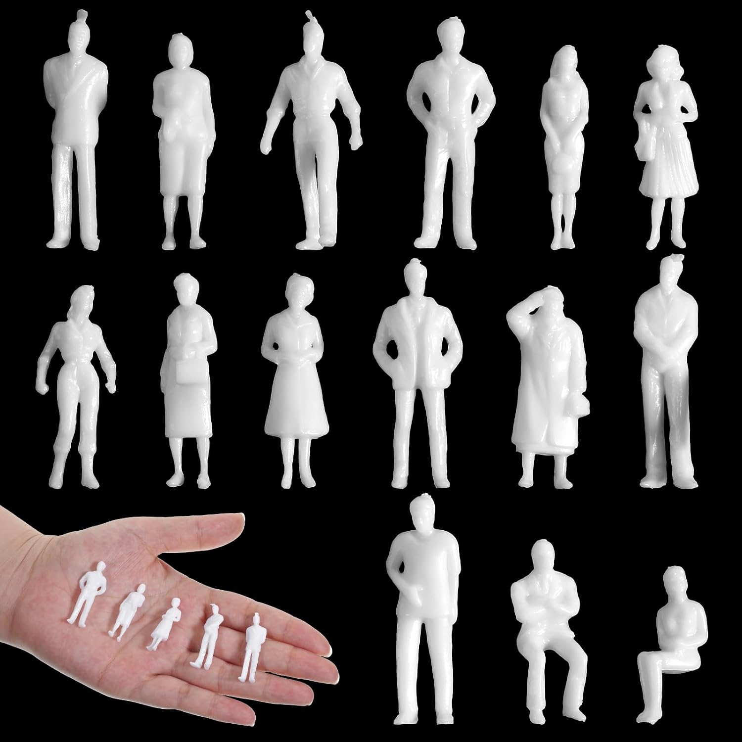 Mini People Figurine 100Pcs 1:50,Miniature People Figurine for Model Train