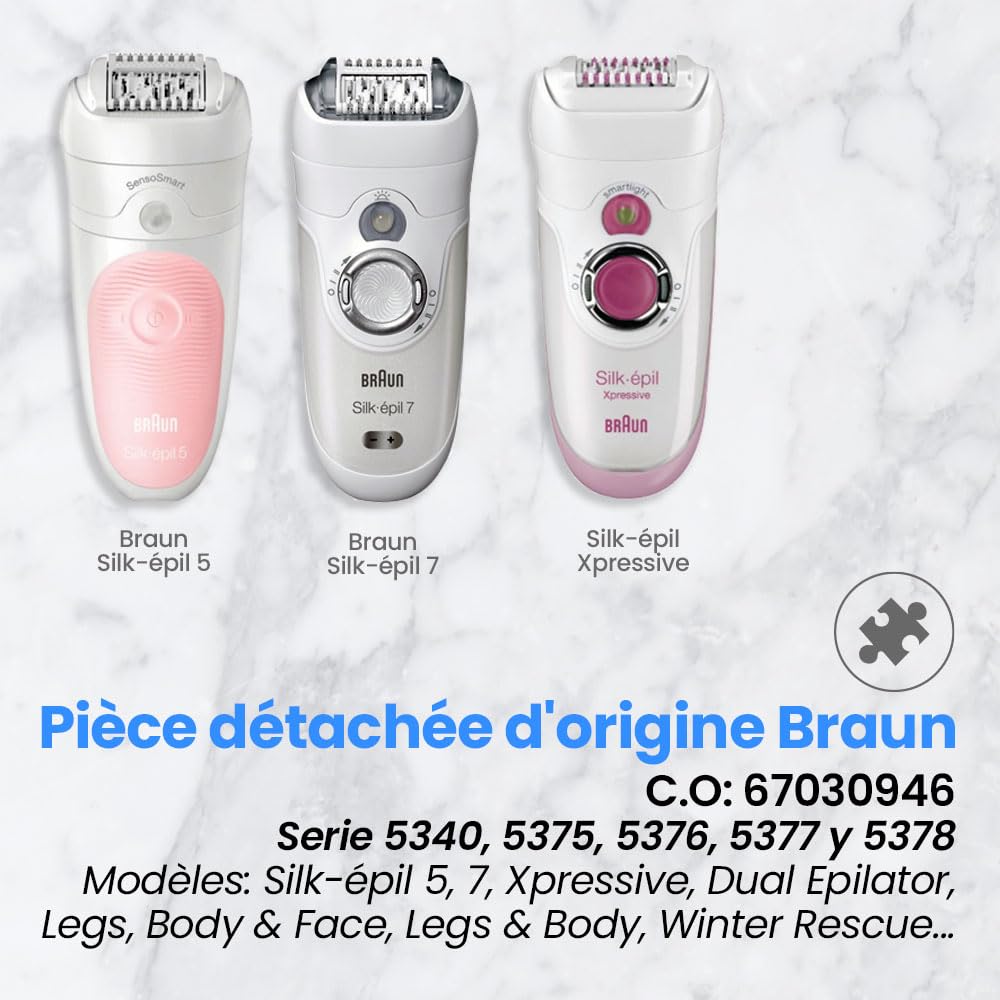 Anakel Home Tête d'épilation de Rechange Compatible avec Braun Silkepil 7 Xpressive Pro et Braun Silk Epil 5, Blanche