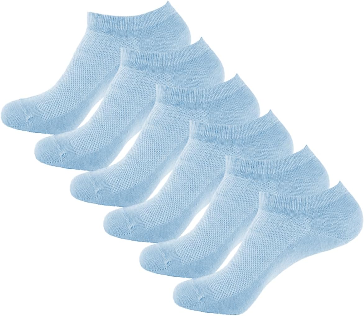 6-Pack 88% Premium Flax No-Show Socks | Breathable Moisture-Wicking Liners for Loafers & Sneakers