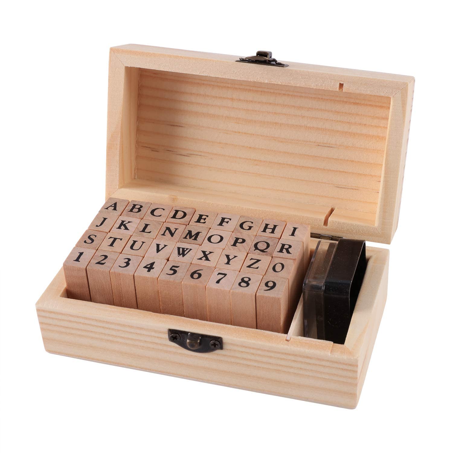 Excefore Alphabet Letter Number Stamps Set, Wooden Rubber Stamps Kit, Suitable for DIY Craft Card and Photo Album