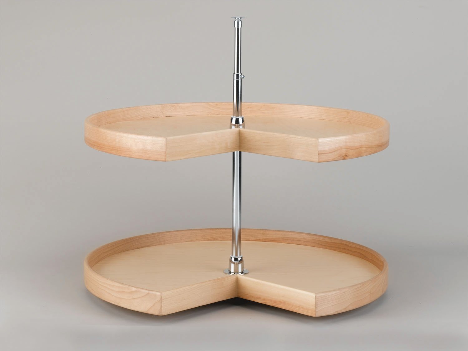 28in Kidney Natural Wood Lazy Susan 2-shelf Set