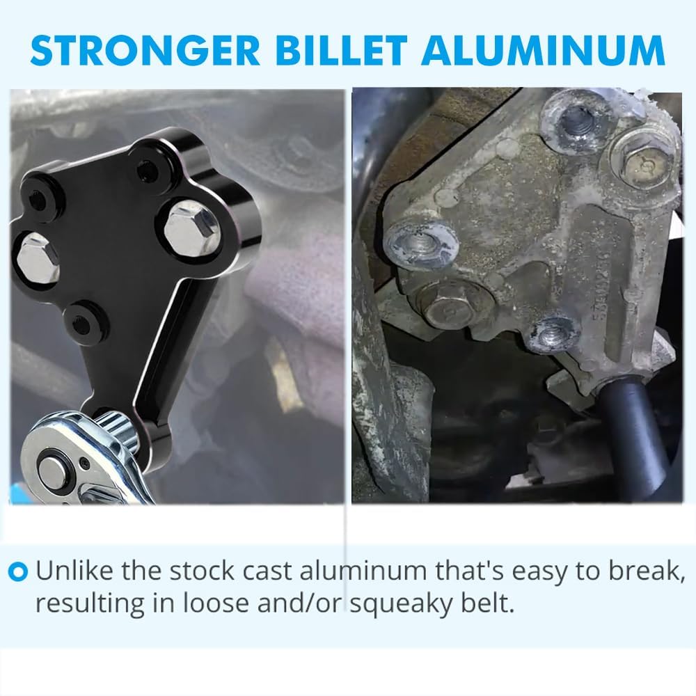 Canitu Black Power Steering Pump Bracket,Billet Aluminum Mounting Cylinder for Jeep Grand Cherokees 1996-1998 with the V-8 Engine(5.2L & 5.9L),Replaces 53010256AB