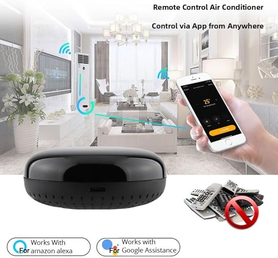 Smart Infrared Remote Control for Tv, for Alexa and Home Assistant, Ir Blaster with 12M Range for Ir-Enabled Devices, 2.4Ghz WiFi, Programmable for 2000+ Brands