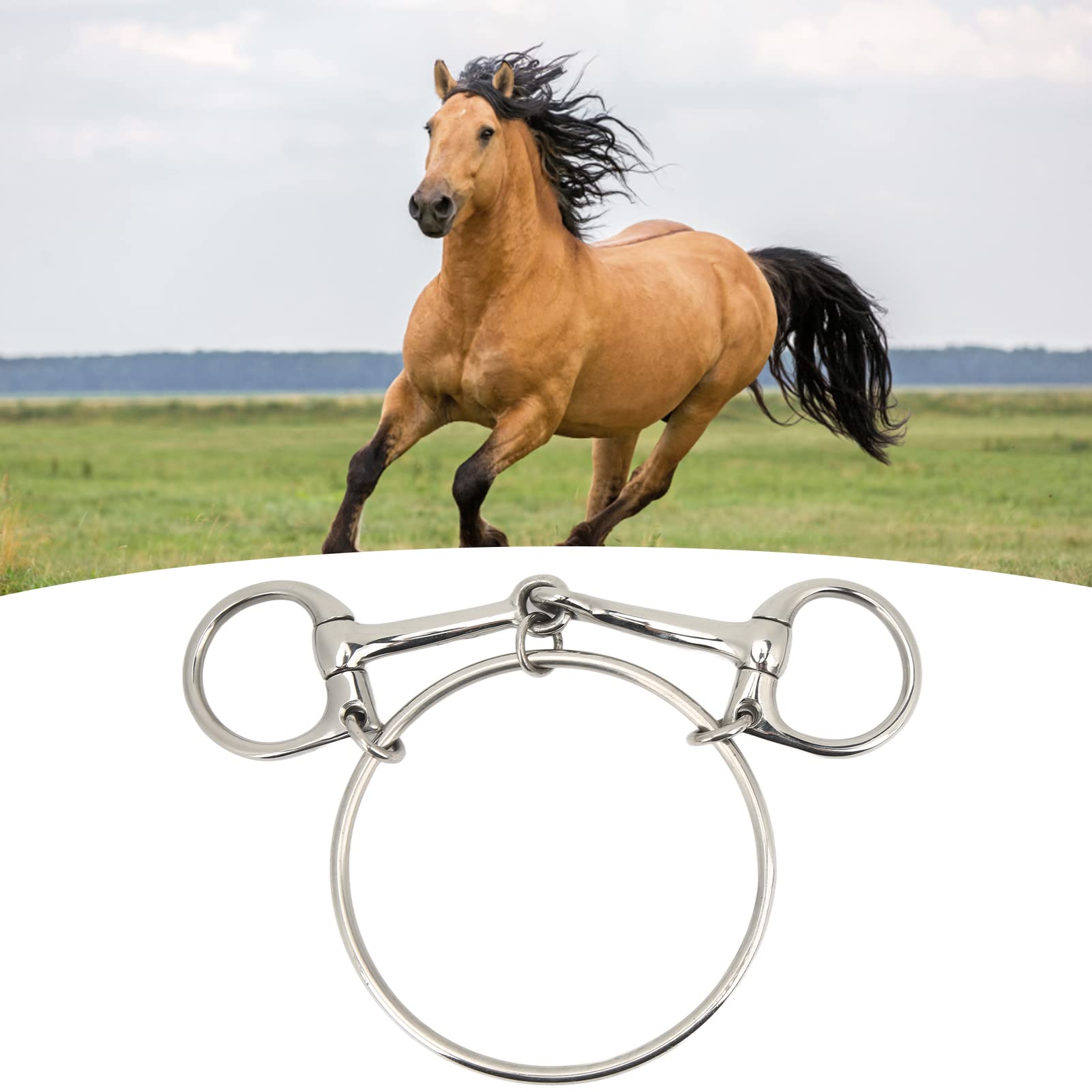 Morso per Bocca di Cavallo in Acciaio Inossidabile, Morso per Cavallo da 5 Pollici Anello Allentato per Allenamento All'aperto, Filetto per Cavallo Filetto per Cavallo Morso per