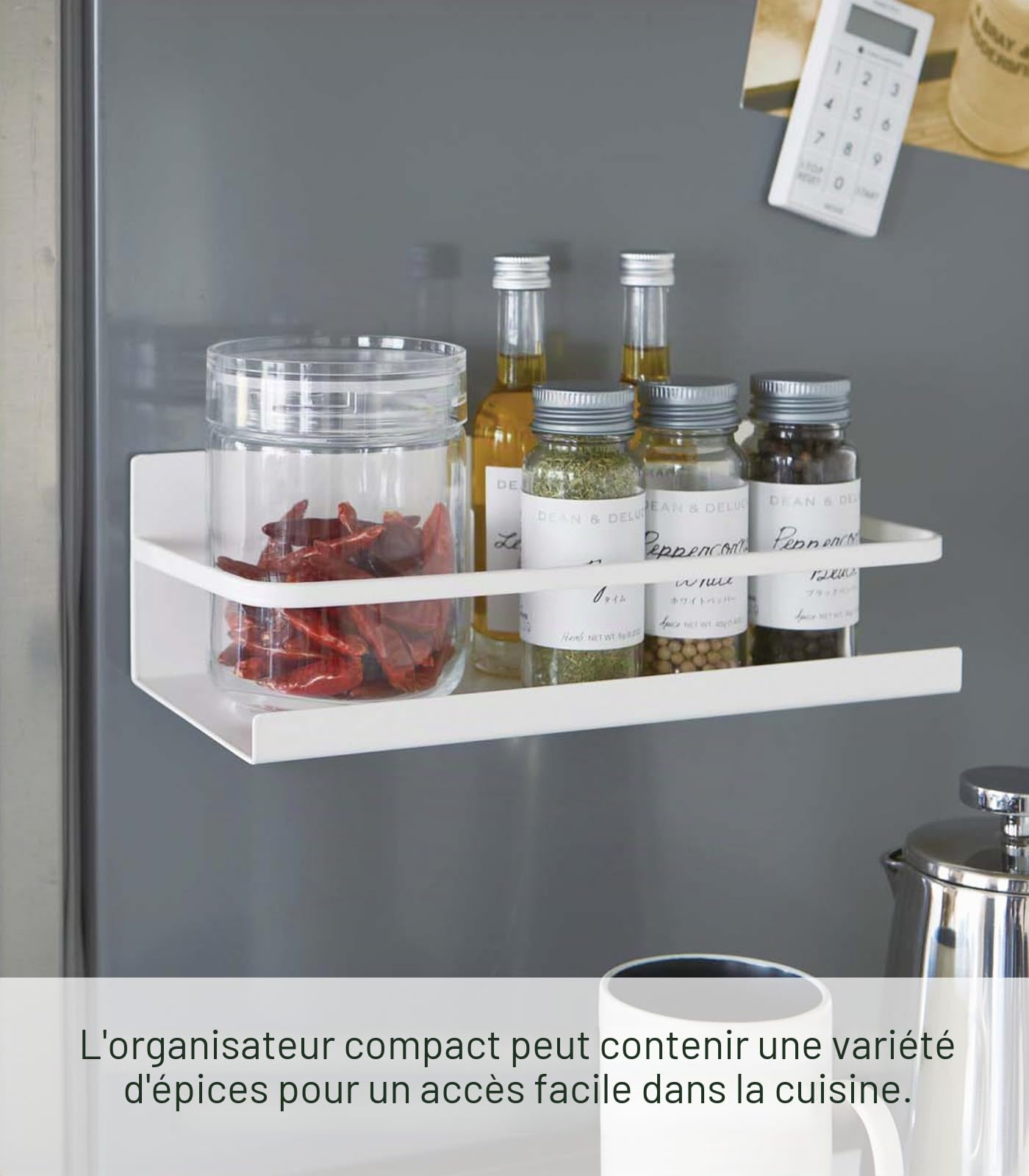 YAMAZAKI home Étagère à épices magnétique pour réfrigérateur – Acier