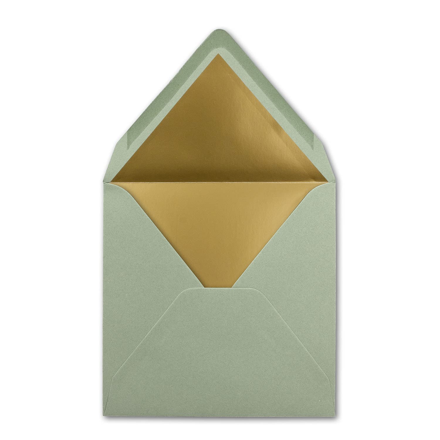 100 sobres cuadrados de 15,5 x 15,5 cm, verde eucalipto, forrados con papel dorado, adhesivo húmedo, FarbenFroh by GUSTAV NEUSER