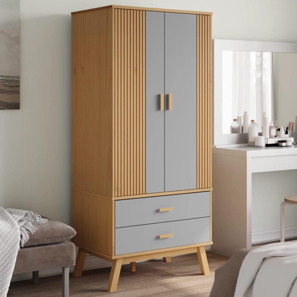 Home Items,Wardrobe Olden Grey and Brown 76.5x53x172 cm Solid Wood Pine,Suit Furniture Amazon