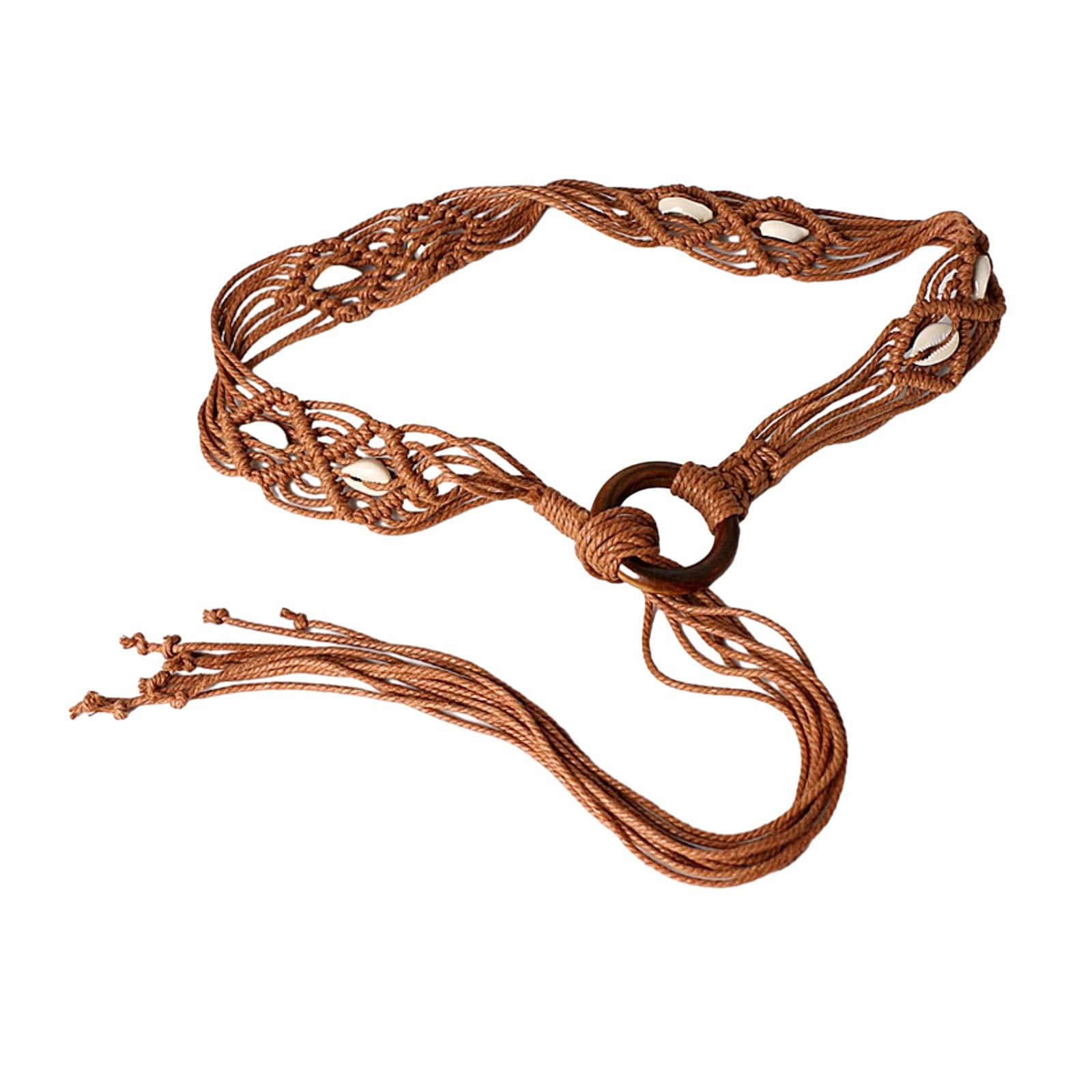 Maxtonser Women Shirt Waist Belt Vintage Bohemian Adjustable Braided Waist Belt with Tassels Women Dress Shirt Wide Waist Belt brown