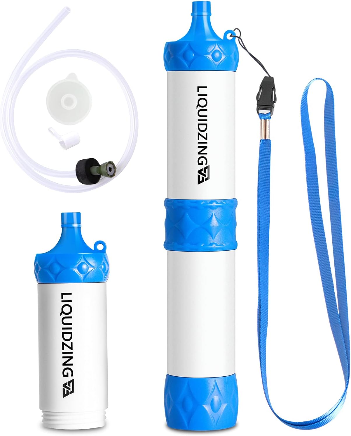 Water Filter Straw Water Filter Pump 2 in 1 Use, with Filter Replacement, Portable Water Purifier Personal Water Emergency Preparedness Survival Gear for Backpacking, Hiking, Camping