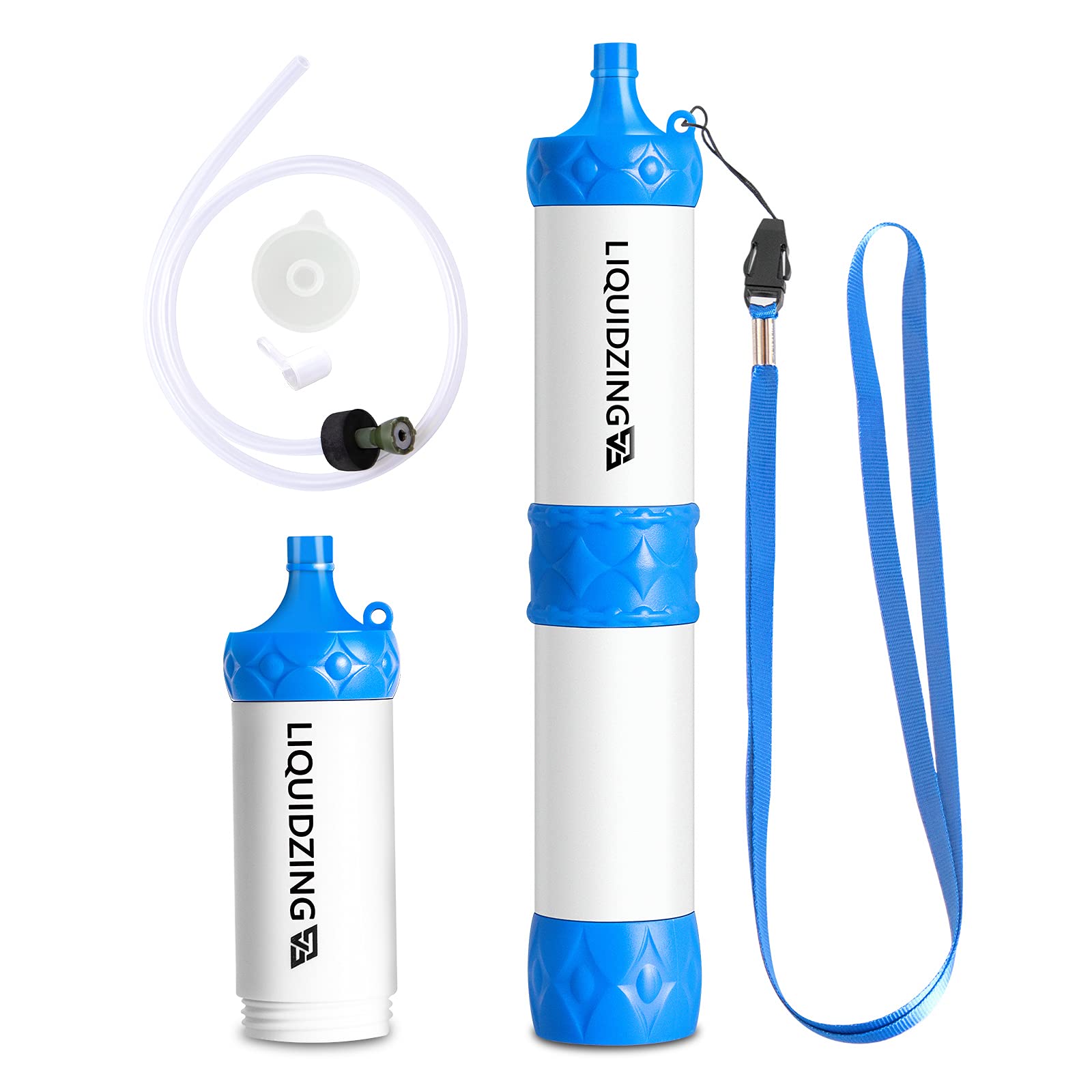 Water Filter Straw Water Filter Pump 2 in 1 Use, with Filter Replacement, Portable Water Purifier Personal Water Emergency Preparedness Survival Gear for Backpacking, Hiking, Camping