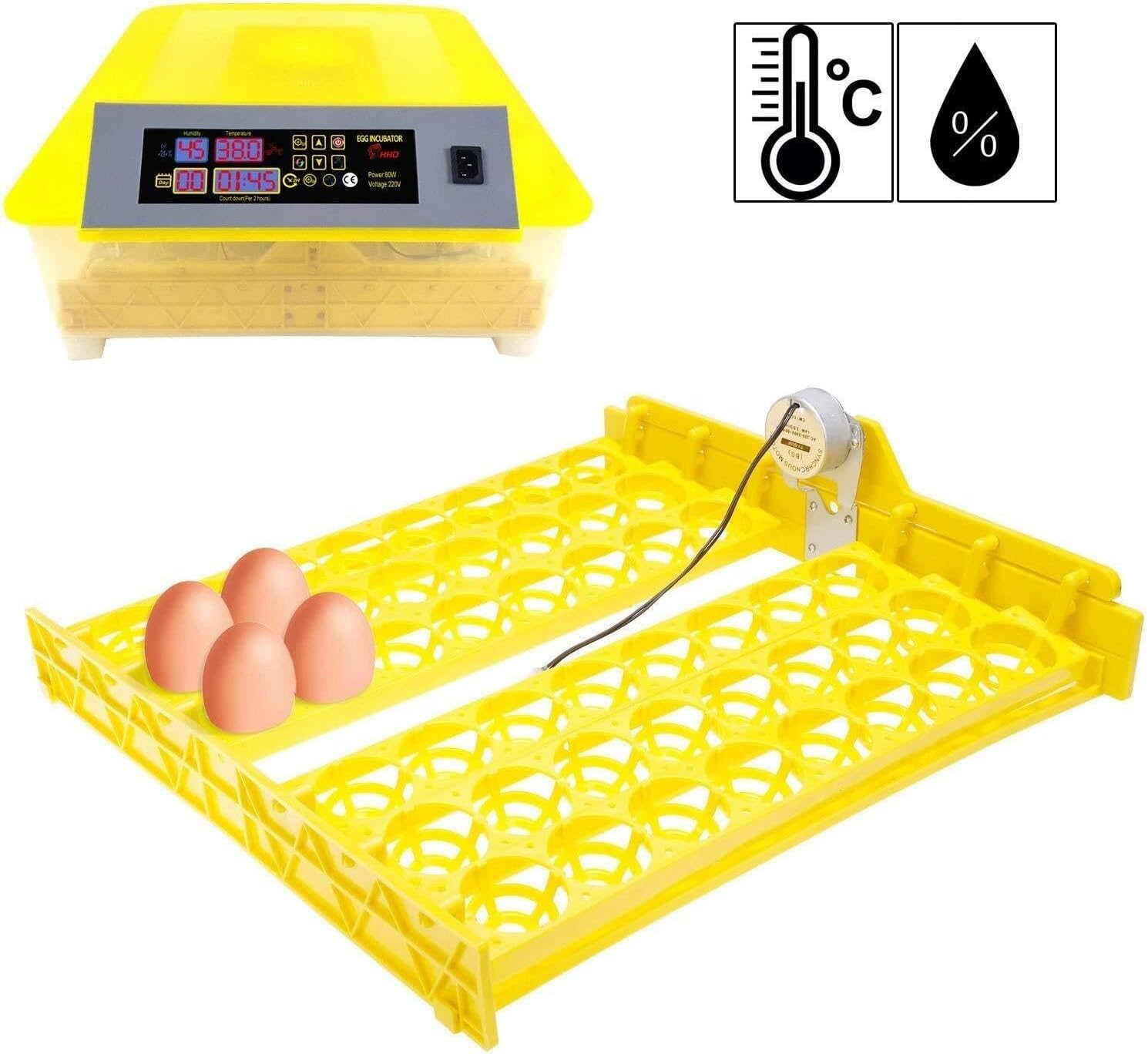 Automatic Digital Egg Incubator with Intelligent Temperature & Humidity Control, LED Display, Auto Turning for Chickens, Ducks, Geese, Pigeons, Quails Other Poultry