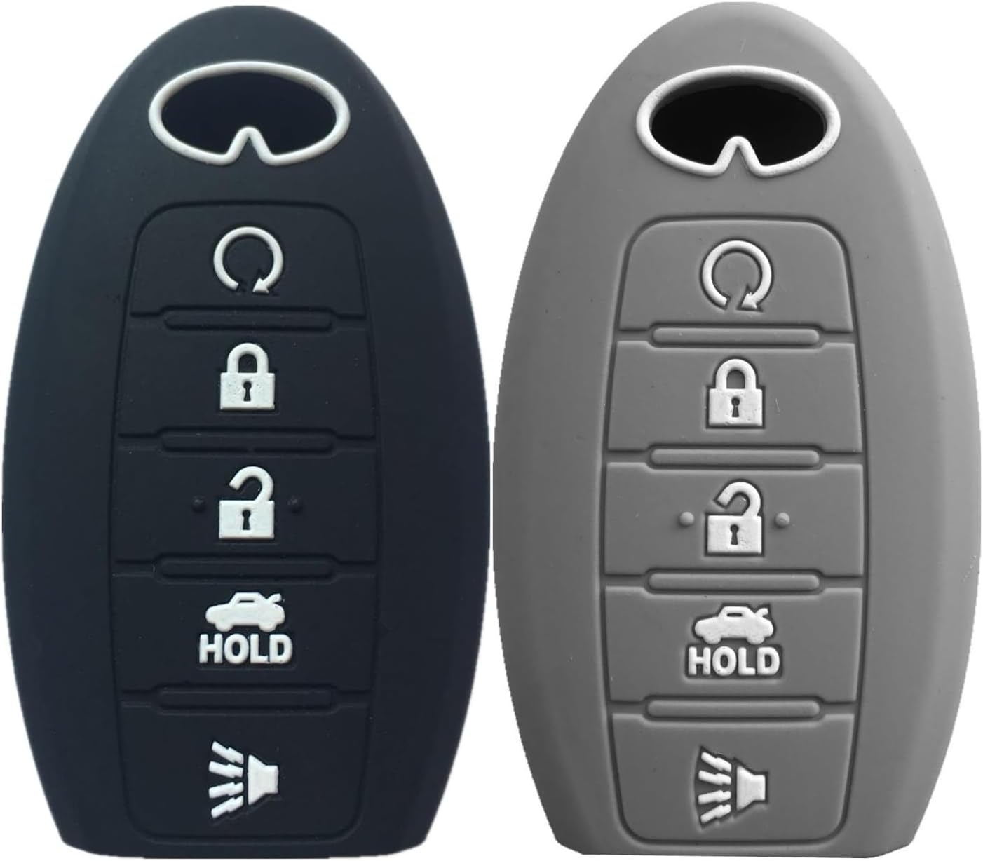 Key Fob Cover for QX80 QX60: 5 Buttons Key Fob Case Replacement Fit for Infiniti Q50 Q60 QX50 QX55 QX60 QX80 2016 2017 2018 2019 2020 2021 2022 2023 2024 S180144014 S180144320 | Black & Gray