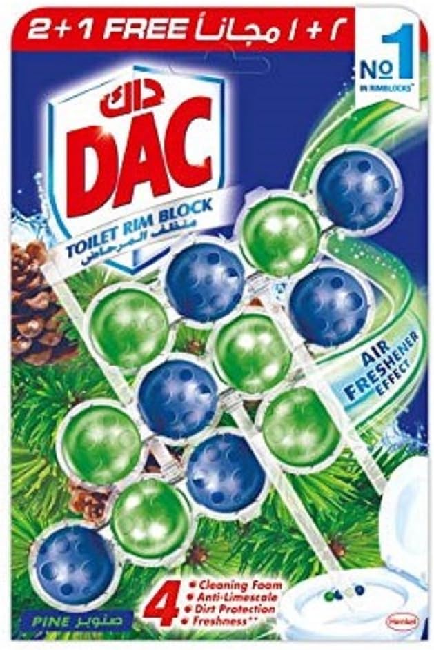 Toilet Rim Block - Pine (150G - Pack Of 3 X 50G) - 4 Function Formula With Air Freshner Effect, Cleaning Foam And Dirt And Anti-Limescale Protection