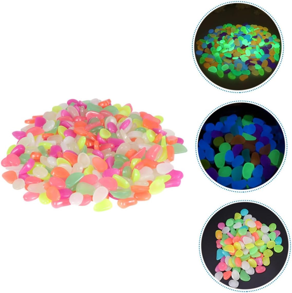 VANZACK 600pcs Fish Tank Pebbles Decorative Stones for Aquarium Landscaping Plastic Night Glow Rocks for Fish Tank Garden Pathways Easy to Use