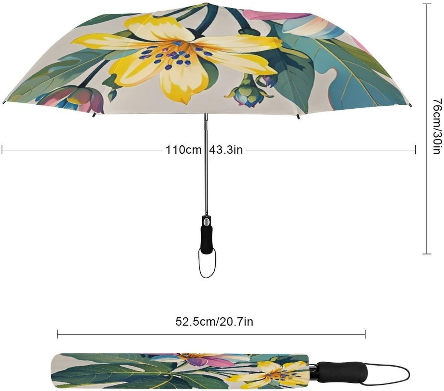 Flower Leaf Golf Umbrellas-2 Fold Automatic,Windproof Umbrella with Portable,Strong,Folding Umbrella for Women Men