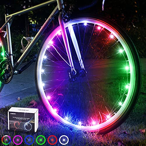 DAWAY A01 LED Bike Wheel Light - Bright Bicycle Spoke Light (1 Tire, 7-Color), 15 Modes, Waterproof Safety Bike Tire Light, Fun Night Riding Accessory for Kids & Adults, Batteries Included, Great Gift