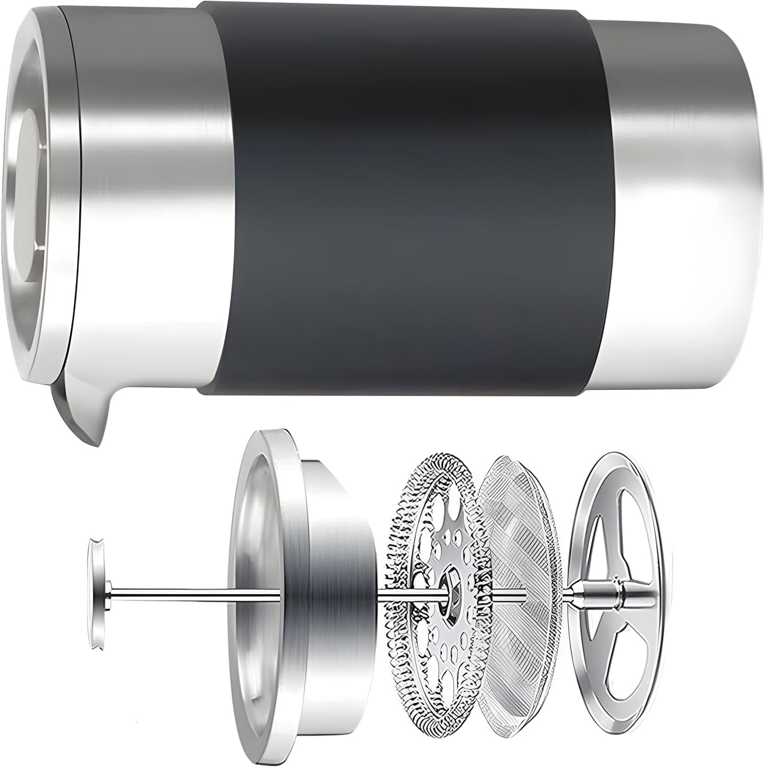 Maker Set, Stainless Steel Double Wall Insulated Coffee Maker with Fine Mesh Filter for Tea & Cold Brew, 12oz, Portable
