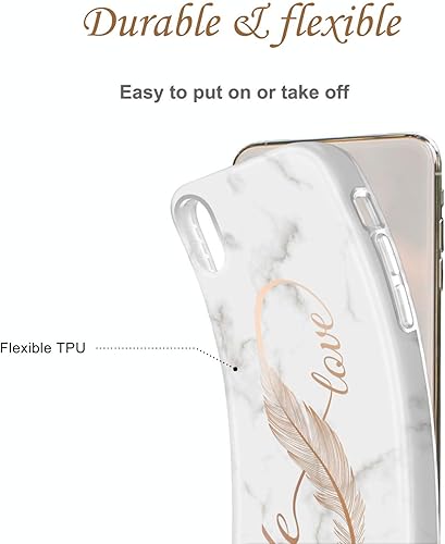 Miniatura 10 de JIAXIUFEN Funda diseñada para iPhone XR, diseño de mármol con purpurina dorada, delgada, a prueba de golpes, funda de silicona de goma suave TPU