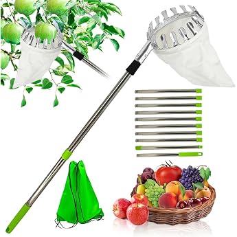 PASLFC 4.2 m Fruit Picker with Telescopic Handle Apple Picker Fruit Picker for Cherries Cherry Picker with Telescopic Handle Cherry Picker with Telescopic Handle Citrus Pears Cherry Picker Plum Picker