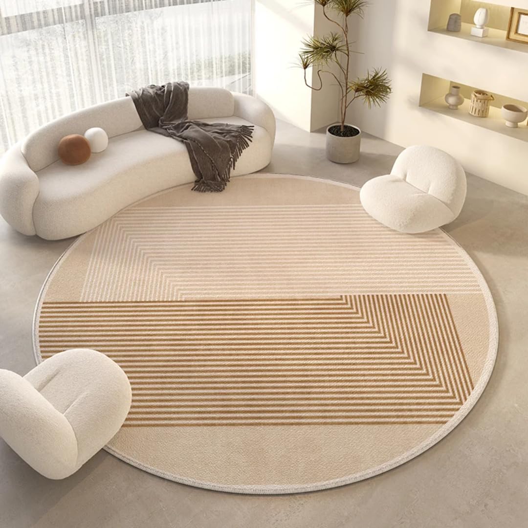 Rugs for Bedroom Thicken Bedside Floor Mat Round Living Room Decoration Line Carpet Fluffy Soft Lounge(80x80CM/B)