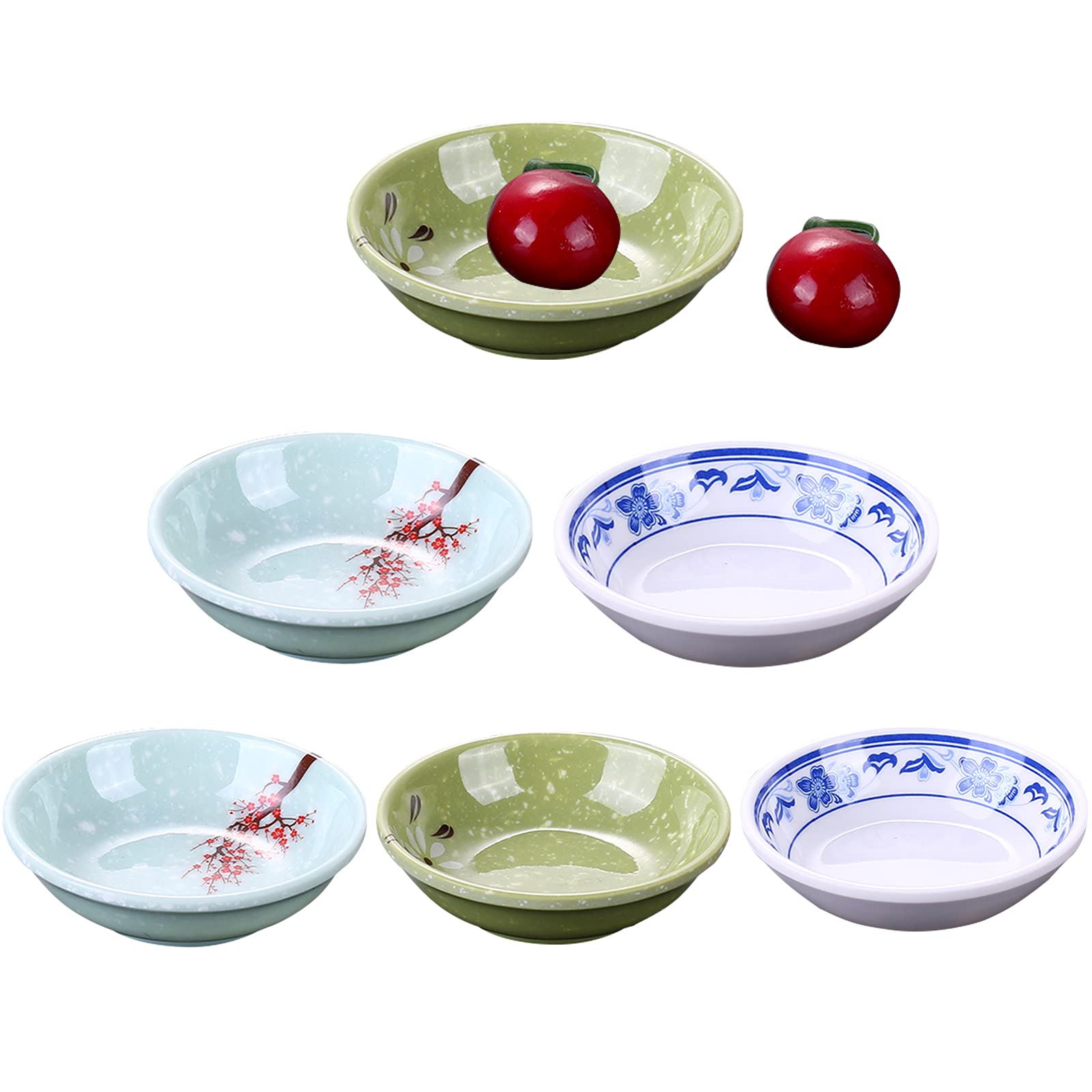 QUHEEE Lot 6 Bols à Trempette Mélamine – Petits Ramequins Sauce Ketchup Sushi Dessert Entrée, 7x2 Cm, Multifonctions Cuisine Table