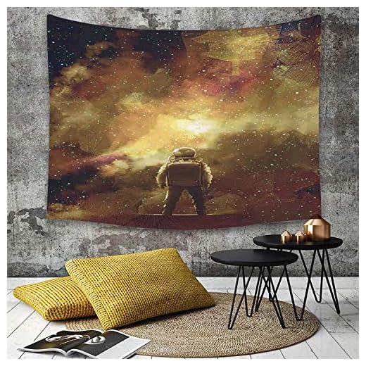 Yaoni Gobeläng vägghängning, fantasi konstdekor, kosmonaut, pojke står mot kosmos nebulosa tema solkonst, solbränd svart, heminredning konst gobelänger för sovrum vardagsrum sovsal lägenhet